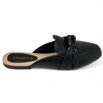 Mule Feminino Preto Bico Quadrado Detalhe em Nó