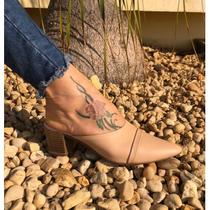 Mule Feminino salto alto Fachetado Napa Nude