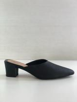 Mule Feminino salto alto Napa Preto S/ Enfeite Mule Feminino salto alto Napa Preto S/ Enfeite