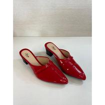Mule Feminino salto alto Verniz vermelho Mule Feminino salto alto Verniz vermelho