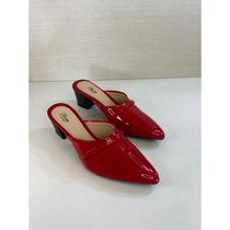 Mule Feminino salto alto Verniz vermelho