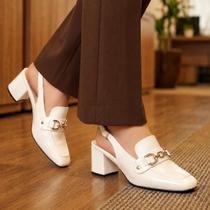 Mule Feminino Salto Bloco Confortável Napa Madri Loafer LAZZLU