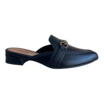 Mule Feminino Salto Bloco Detalhe em Dourado Mississipi