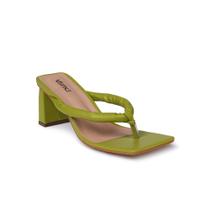 Mule Feminino Salto Médio Square Tiras Verde Claro - usevertice