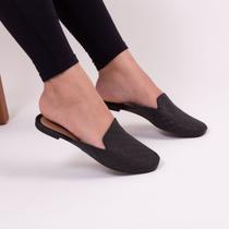 Mule feminino sapatilha casual bico quadrado leve e confortável prático calce fácil