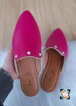 Mule feminino sapatilha rast perolas confortável moda