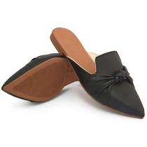 Mule Feminino Sapatilha Sapato Mocassim Muller Bico Fino com Laço Preto Mule Feminino Sapatilha Sapato Mocassim Muller Bico Fino com Laço Preto