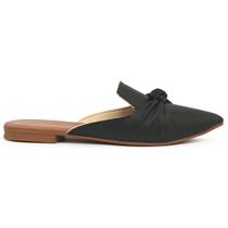 Mule Feminino Sapatilha Sapato Mocassim Muller Bico Fino com Laço Preto