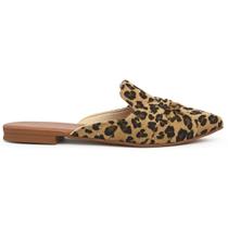 Mule Feminino Sapatilha Sapato Mocassim Muller Bico Fino Entrelaçado Onça