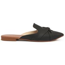 Mule Feminino Sapatilha Sapato Mocassim Muller Bico Fino Entrelaçado Preto