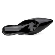 Mule Feminino Verniz Salto Fino Baixo Bico Fino