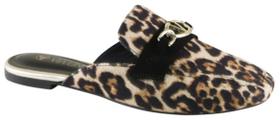 Mule Feminino Via Uno Rasteiro Fivela Animal Print 518122