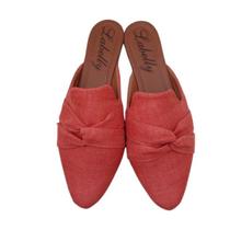 Mule Labelly feminino confortável bico fino nó sem salto