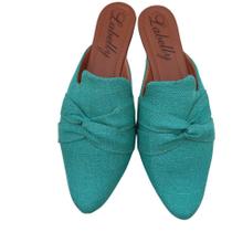 Mule Labelly feminino confortável bico fino nó sem salto