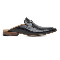 Mule Masculino Preto Croco Sola de Couro 5851F