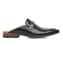 Mule Masculino Preto Croco Sola de Couro 5851F Mule Masculino Preto Croco Sola de Couro 5851F