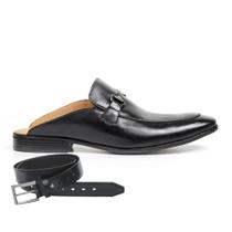 Mule Masculino Preto em Couro + Cinto 94885