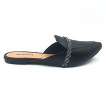 Mule Mississipi Bico Fino Com Brilho Preto 761 Mule Mississipi Bico Fino Com Brilho Preto 761
