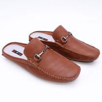 Mule Mocassim Drive Couro Masculino Versátil Leve Casual Costura Artesanal - FRANCA GRIFFE