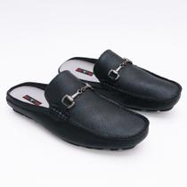 Mule Mocassim Drive Couro Masculino Versátil Leve Casual Costura Artesanal