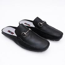 Mule Mocassim Drive Couro Masculino Versátil Leve Casual Costura Artesanal