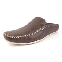 Mule Mocassim Driver Masculino Couro Detalhe Costura Manual Calce Facil Macio Palmilha EVA Tamanho:37Cor:MarromGênero: