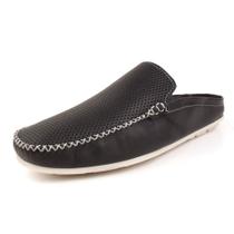 Mule Mocassim Driver Masculino Couro Detalhe Costura Manual Calce Facil Macio Palmilha EVA Tamanho:39Cor:PretoGênero:M