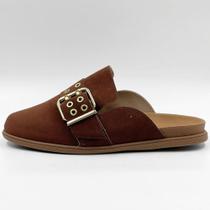 Mule Moleca em Camurça Bico Redondo com Fivela Feminina Mule Moleca em Camurça Bico Redondo com Fivela Feminina