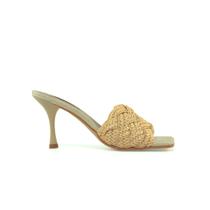 Mule Nude Palha Natural Werner Salto Médio Fino 8,5cm