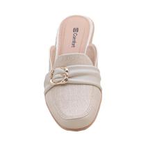 Mule Off White Textura Croco Salto Anabela Comfort Mule Off White Textura Croco Salto Anabela Comfort