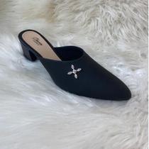 Mule Salto alto feminino Bico fino Napa preto Mule Salto alto feminino Bico fino Napa preto