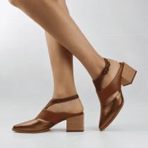 Mule Salto Bloco Couro