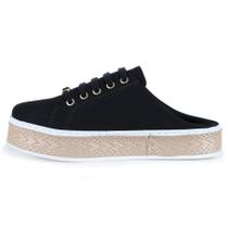 Mule Sapatilha Feminina Babuche Casual Preto Encordoamento Lateral