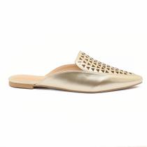 Mule Sapato Da Corte Flat Bico Fino Vazado