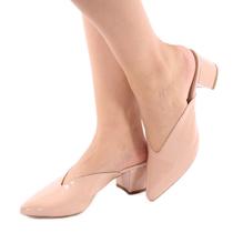 Mule Scarpin Salto Baixo Grosso Bloco Detalhe Em V