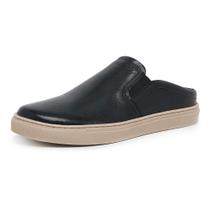 Mule Slip On Casual Couro Masculino Solado Borracha Palmilha Macia Gel Anti-Impacto