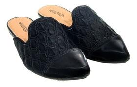 Mule Tamanco Feminino Rasteirinha Bico Fino Mississipi Preto
