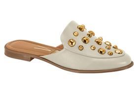 Mule Vizzano Feminino Com Textura Croco E Fivela Elegante Branco Off Mule Vizzano Feminino Com Textura Croco E Fivela Elegante Branco Off