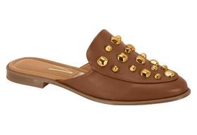 Mule Vizzano Feminino Com Textura Croco E Fivela Elegante Marrom Mule Vizzano Feminino Com Textura Croco E Fivela Elegante Marrom