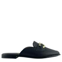 Mule Vizzano Feminino Preto com Fivela Dourada 1376118 Mule Vizzano Feminino Preto com Fivela Dourada 1376118