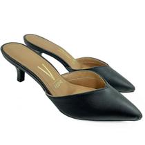 Mule Vizzano Pelica Salto Baixo Feminino - Preto