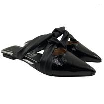 Mule Vizzano Verniz Tiras Feminino - Preto