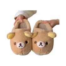 Mules De Inverno Kawaii Bear Rilakkuma Em Algodão, Sapatos Fechados E Planos, Lindos Para Casais