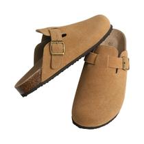 Mules De Moda Feminina Em Cortiça E Camurça Com Suporte Para Arco E Antiderrapante Para Uso Externo