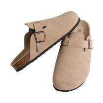 Mules De Moda Feminina Em Cortiça E Camurça Com Suporte Para Arco E Antiderrapante Para Uso Externo Mules De Moda Feminina Em Cortiça E Camurça Com Suporte Para Arco E Antiderrapante Para Uso Externo