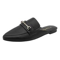 Mules Femininos DREAM PAIRS Pretos com Fivela e Bico Fino Mules Femininos DREAM PAIRS Pretos com Fivela e Bico Fino