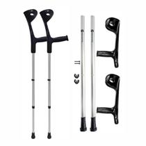 Muleta Canadense Desmontável Fixa POP 110KG Preto Sequencial Reabilitação Caminhada Fisioterapia Idoso Apoio Braço Resistente Antiderrapante