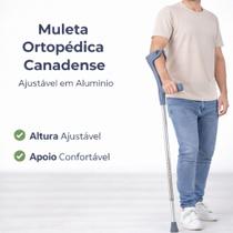 Muleta Canadense Ortopédica Alumínio Ajustável Apoio de Antebraço Adulto
