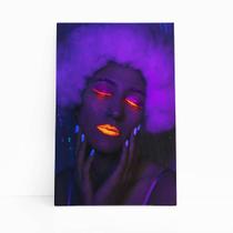 Mulher com Maquiagem Neon Laranja Quadro Canvas 60x40cm