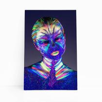 Mulher com Tinta Neon Colorida Quadro Canvas 60x40cm